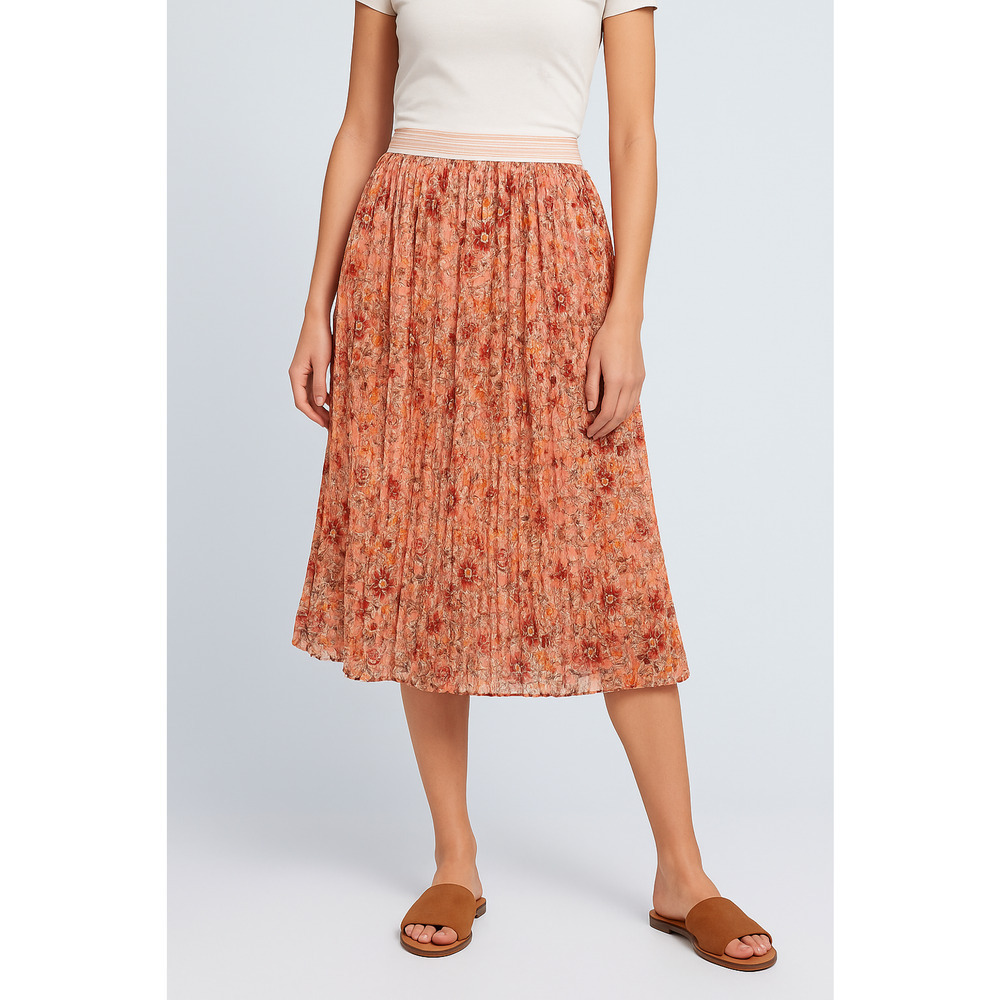 Anthropologie Andi+James Floral Pleated Midi Skirt Boho Romantic Cottage-core XL